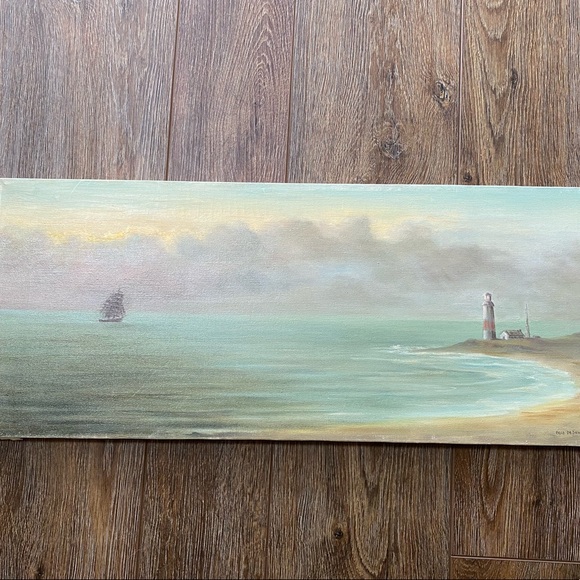 Hand Crafted Other - Fred ‘the artist’ De Sawal lake ocean scene oil on canvas